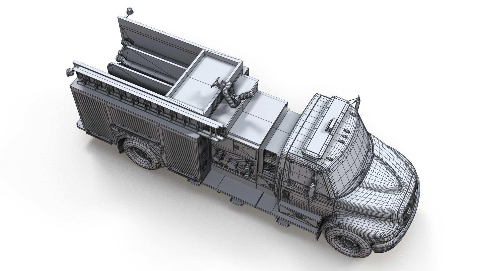 Durastar Firetruck Truck Low-poly 3D model_9