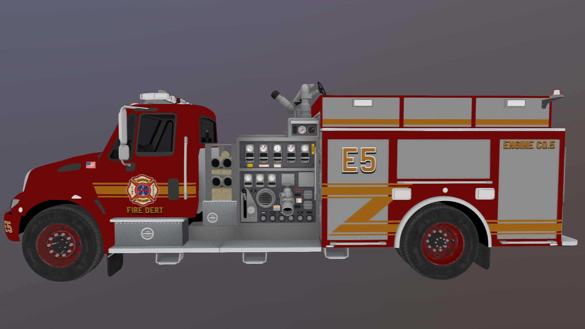 Durastar Firetruck Truck Low-poly 3D model_37