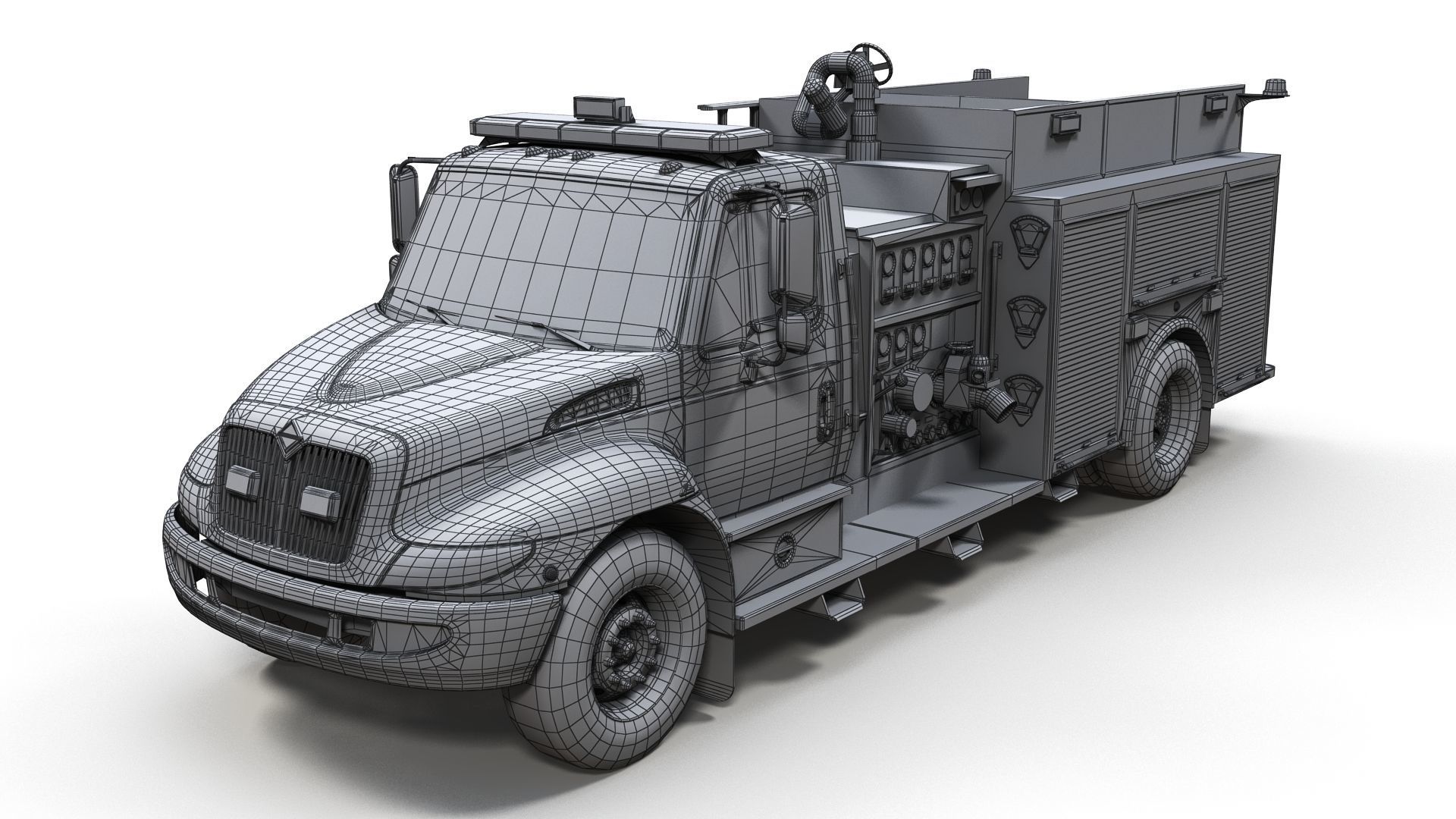 Durastar Firetruck Truck Low-poly 3D model_8