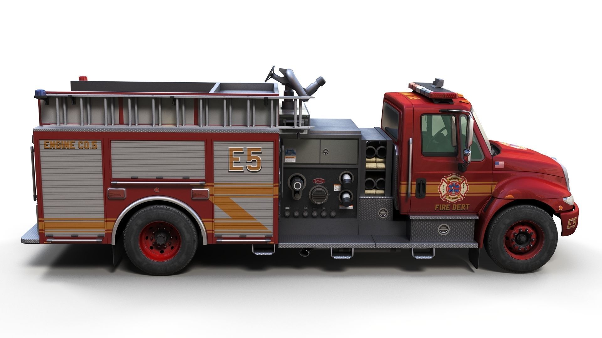 Durastar Firetruck Truck Low-poly 3D model_4