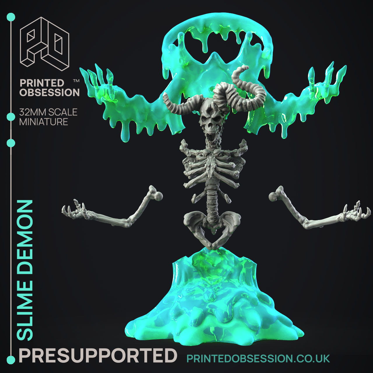 Slime Demon - Slim Boss Monster - PRESUPPORTED - 32mm scale 3D print model_5