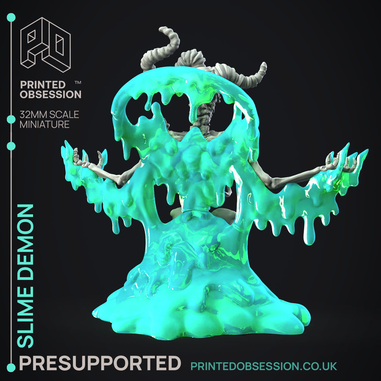 Slime Demon - Slim Boss Monster - PRESUPPORTED - 32mm scale 3D print model_4