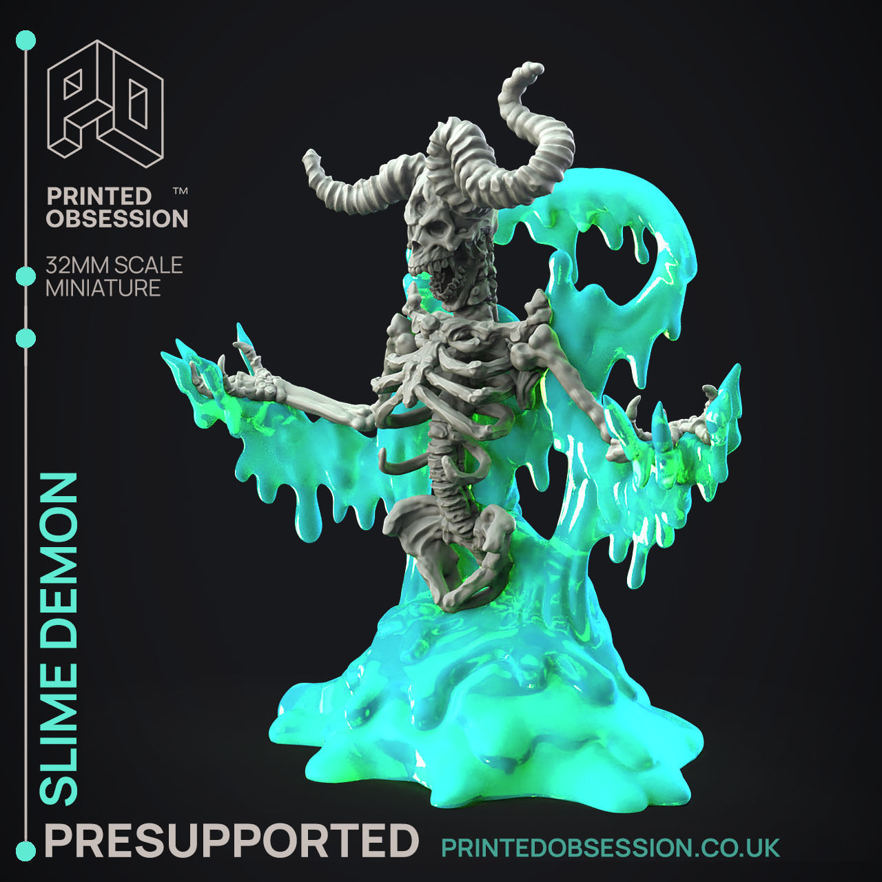 Slime Demon - Slim Boss Monster - PRESUPPORTED - 32mm scale 3D print model_2