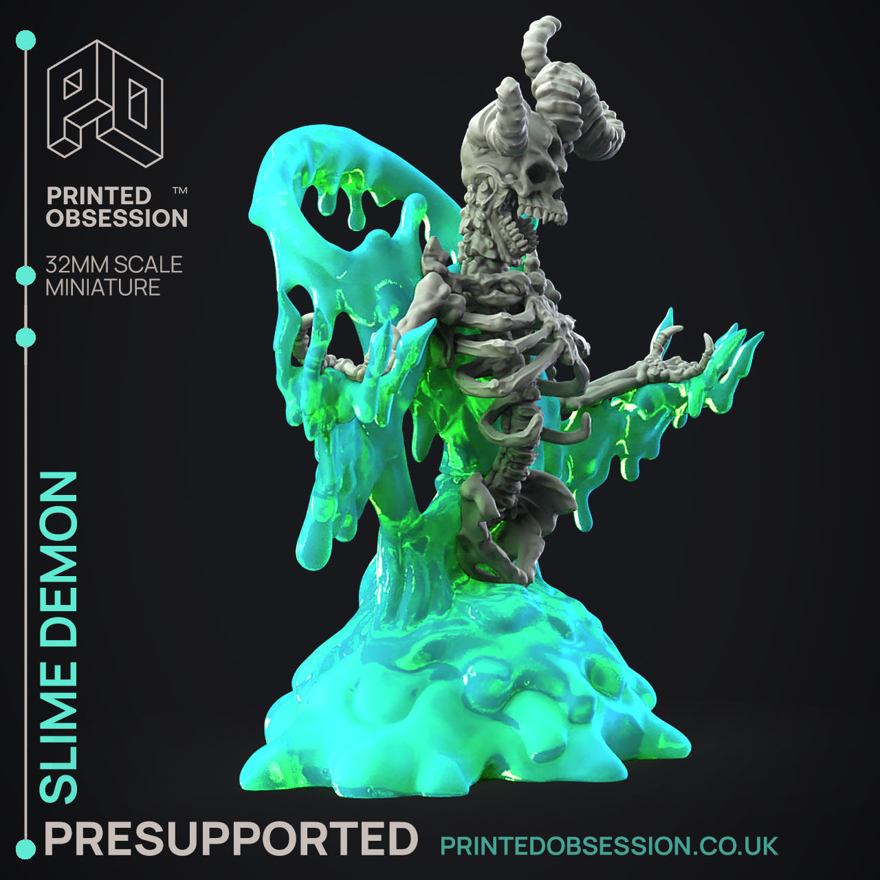 Slime Demon - Slim Boss Monster - PRESUPPORTED - 32mm scale 3D print model_3
