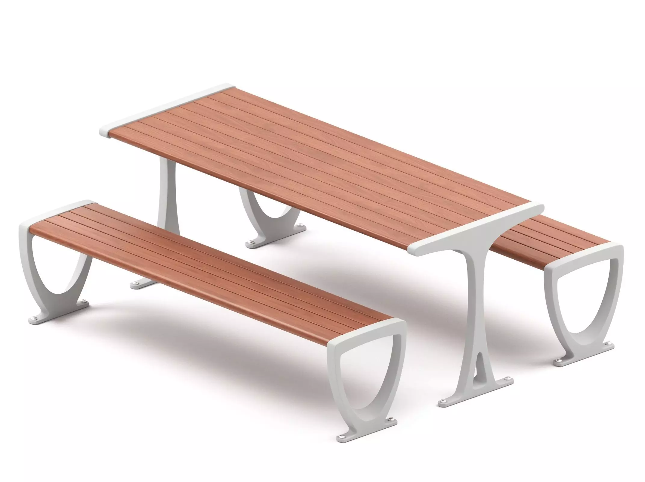 Outdoor Bench and Table 3D model_0