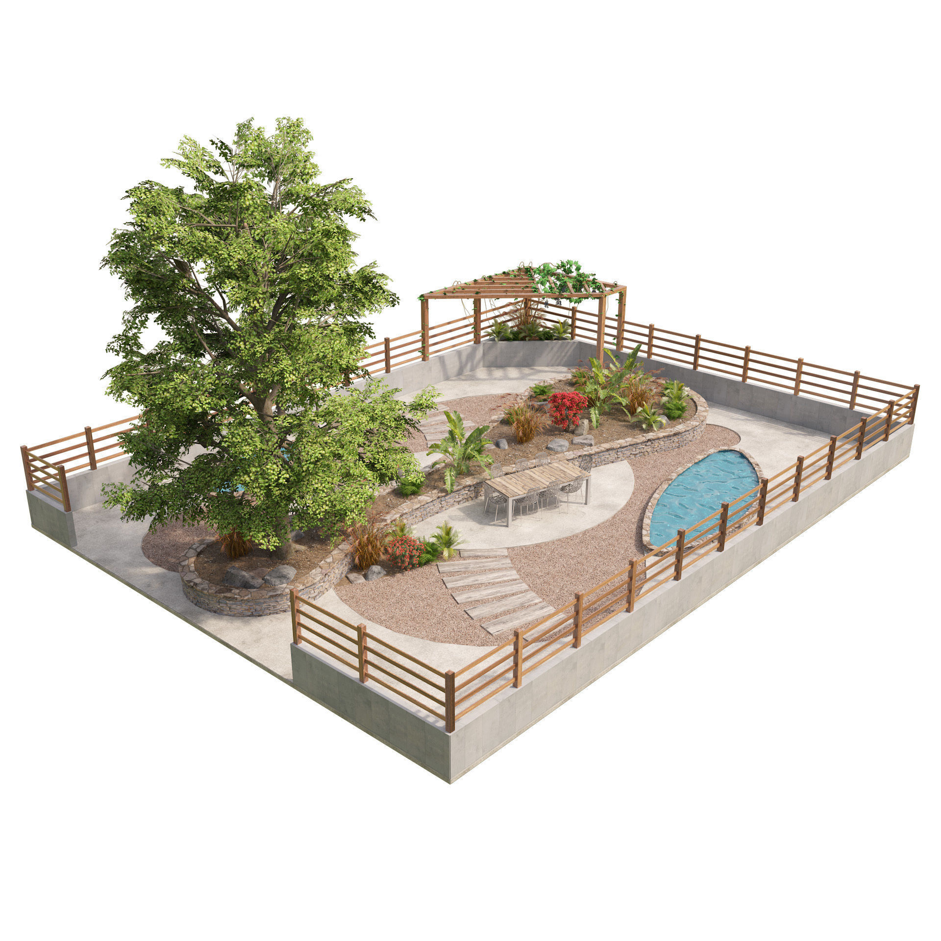 Classic park landscape 3d model 3D model_5