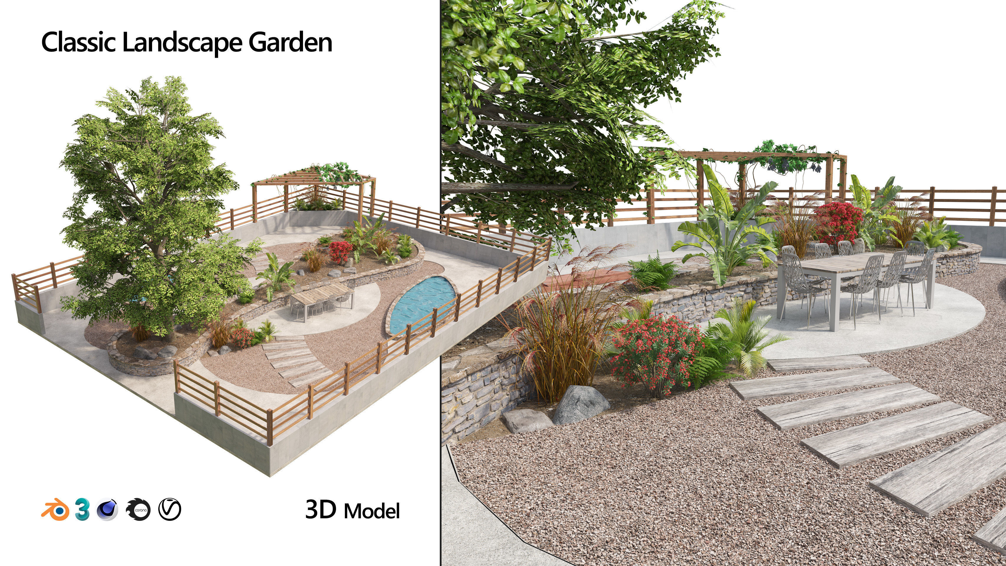 Classic park landscape 3d model 3D model_1