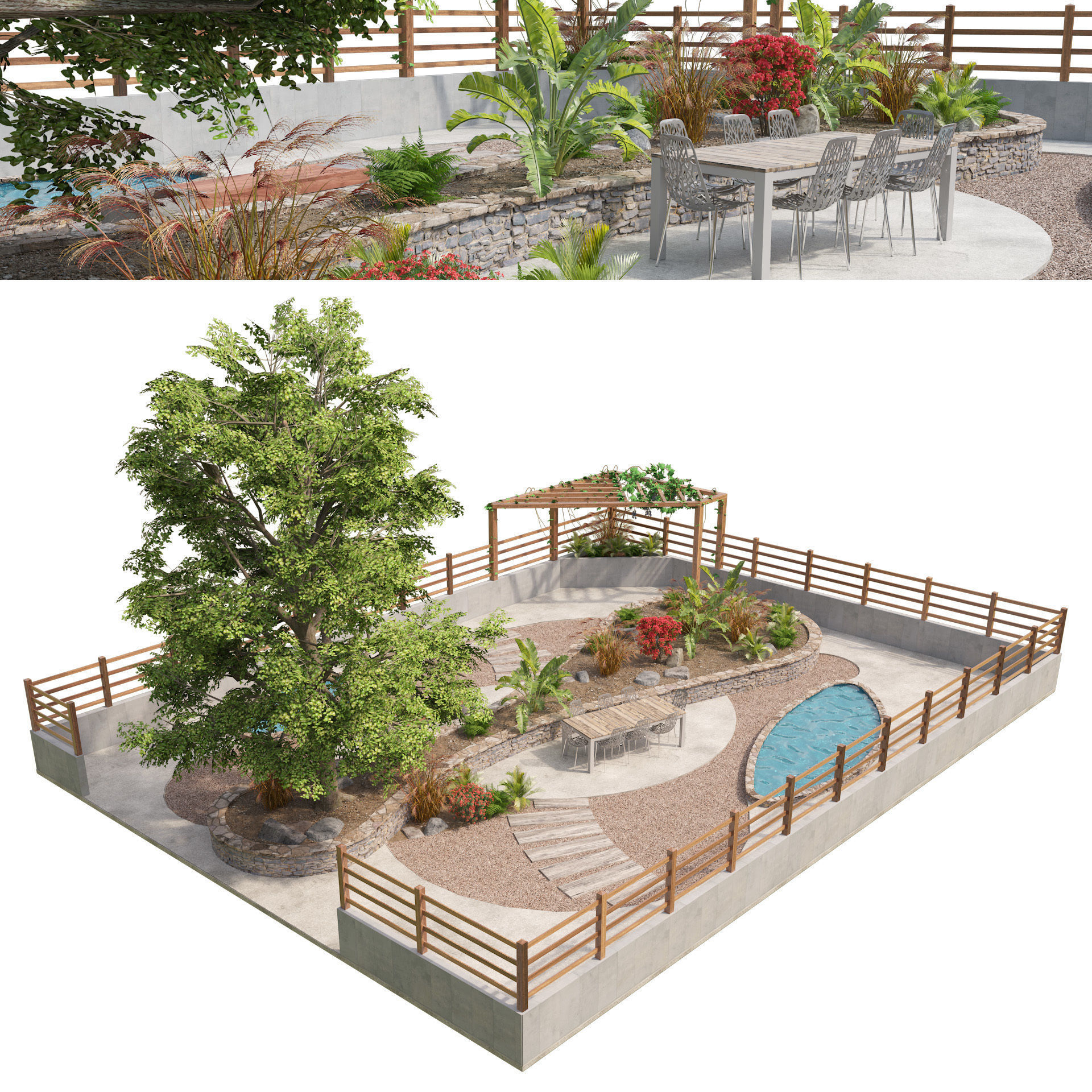 Classic park landscape 3d model 3D model_7