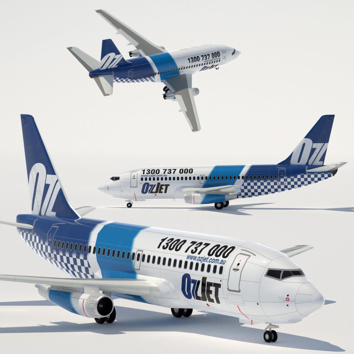 737 200 Collection Eight Oceania Airlines 3D model_7