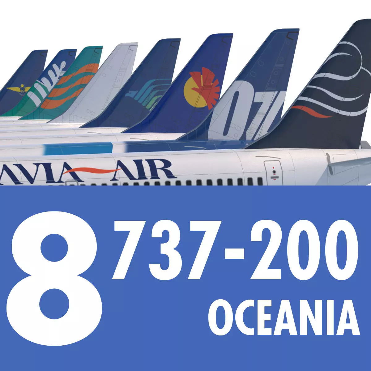 737 200 Collection Eight Oceania Airlines 3D model_0
