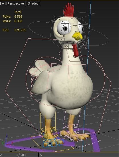 cartoon chicken Low-poly 3D model_9