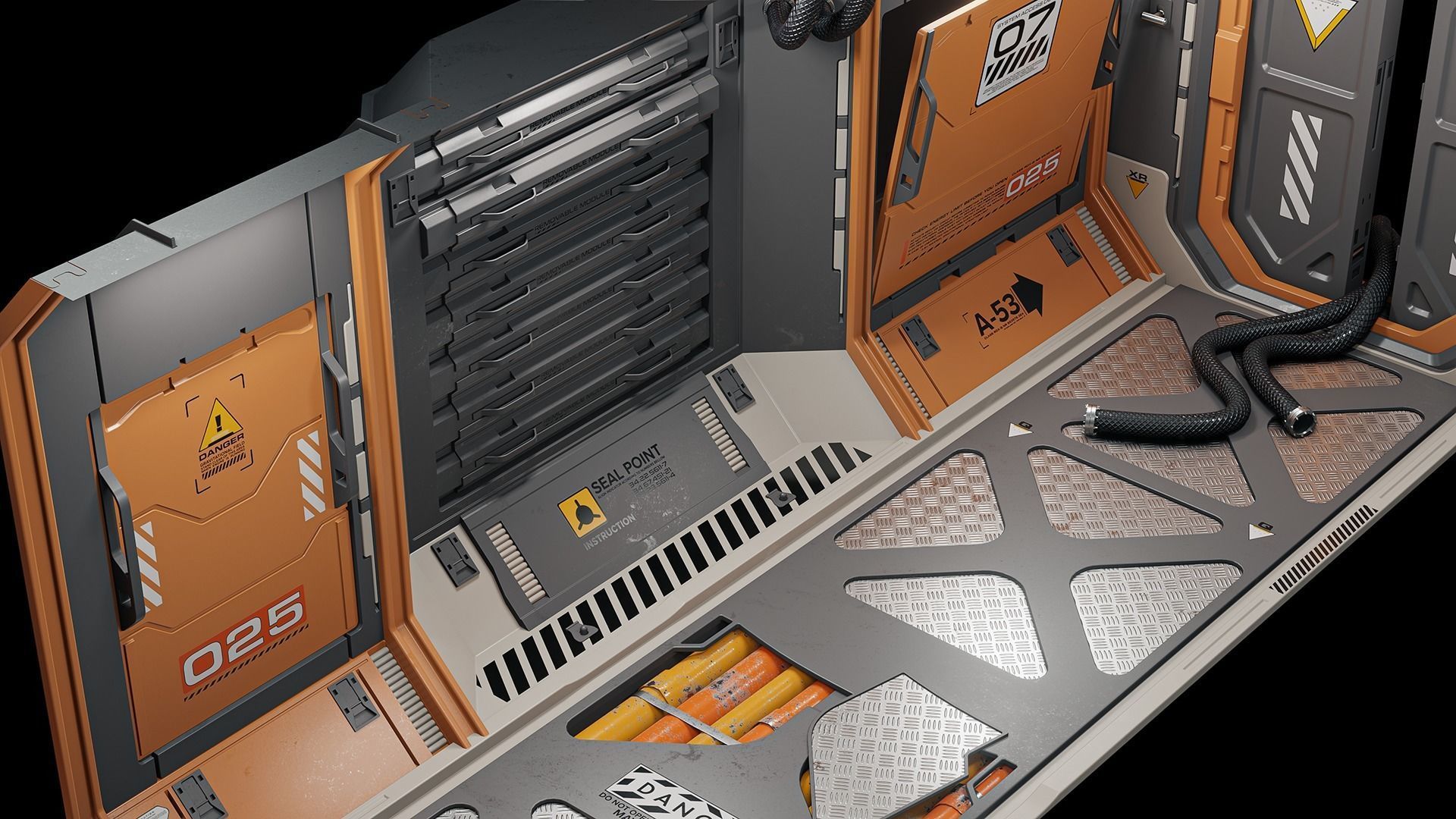 Sci-Fi Corridor Low-poly 3D model_2