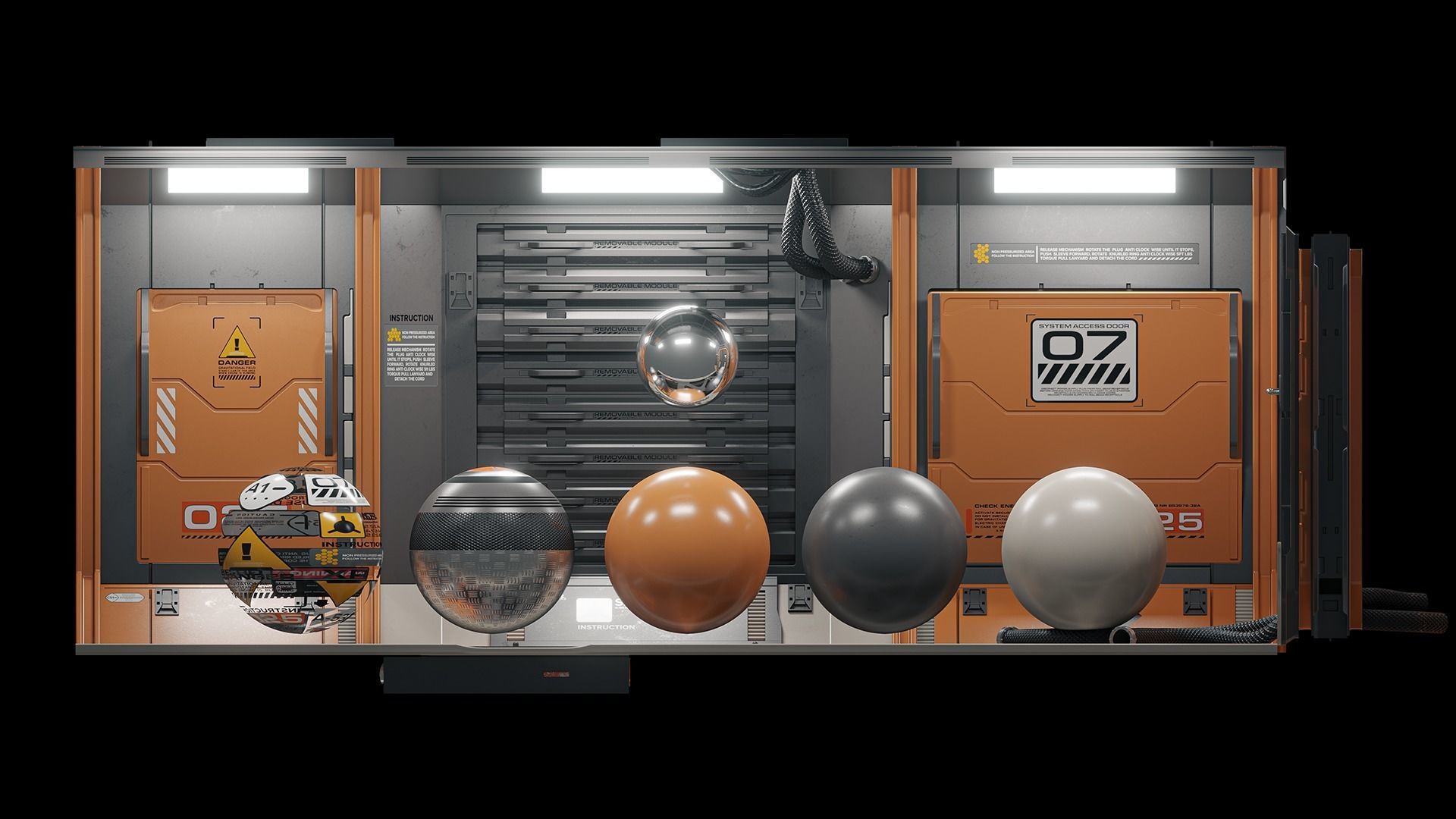 Sci-Fi Corridor Low-poly 3D model_9