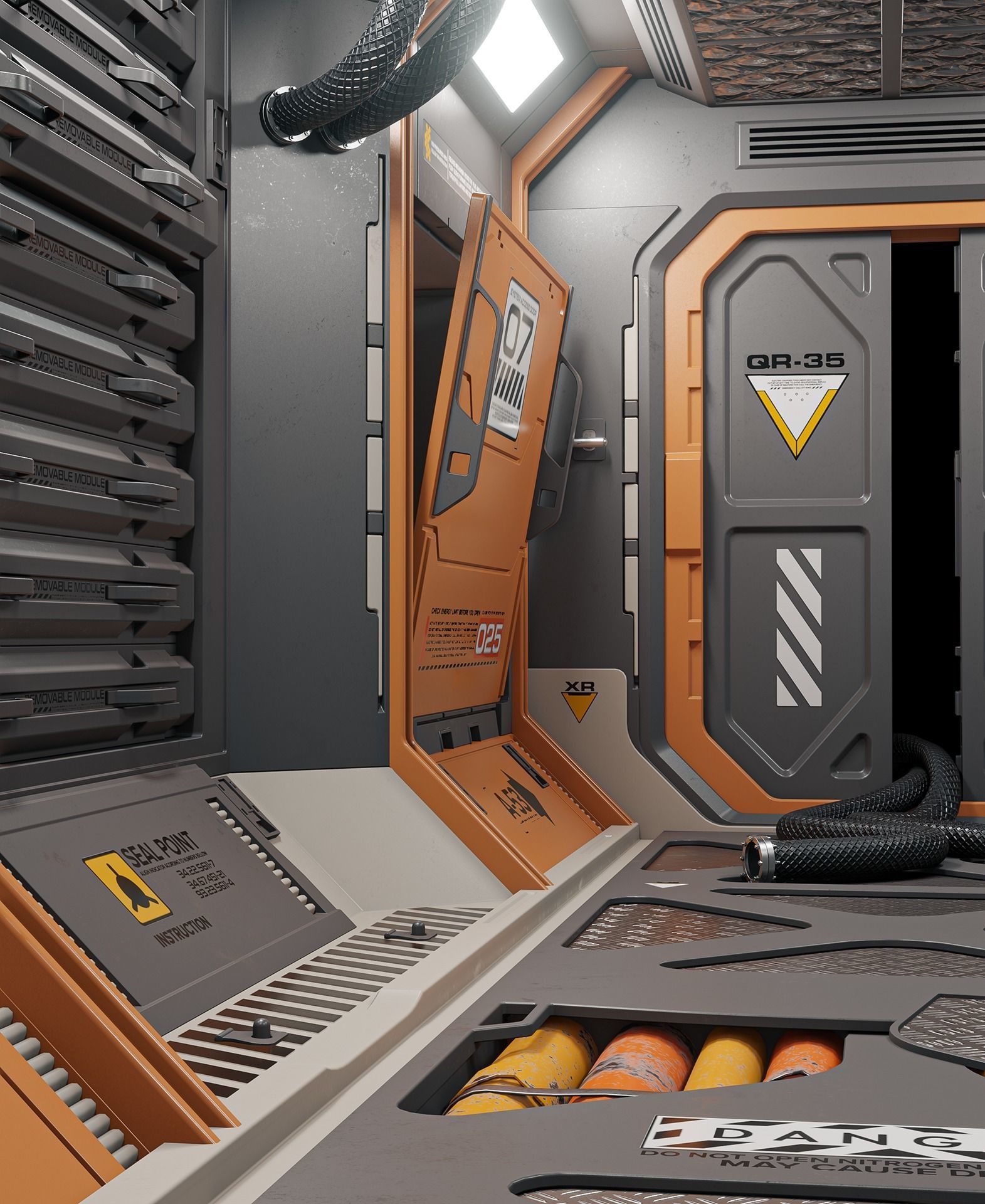 Sci-Fi Corridor Low-poly 3D model_8