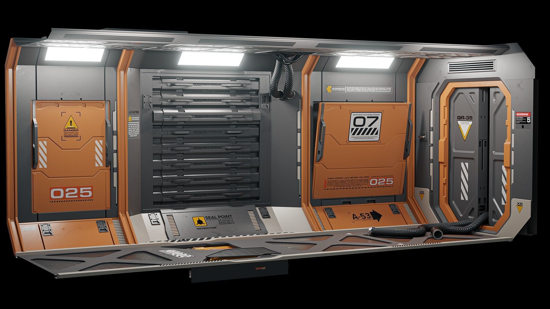 Sci-Fi Corridor Low-poly 3D model_7