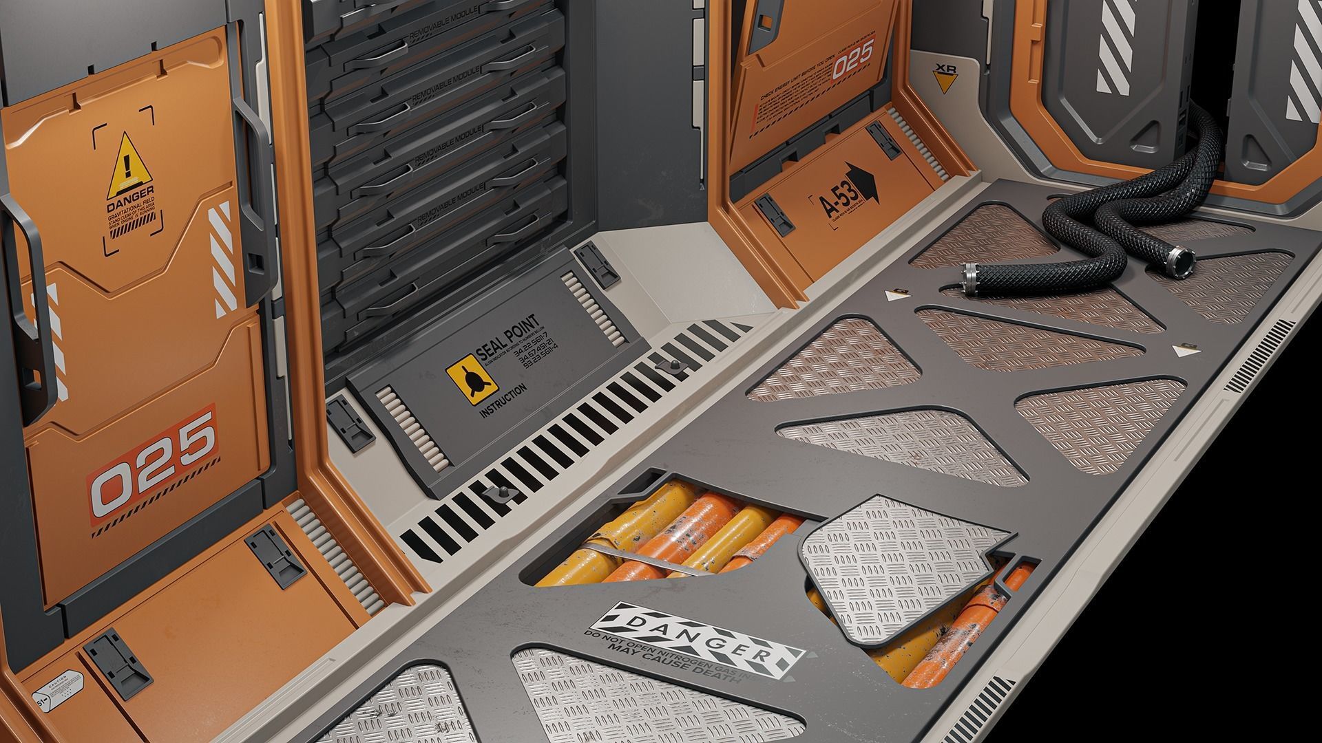 Sci-Fi Corridor Low-poly 3D model_5