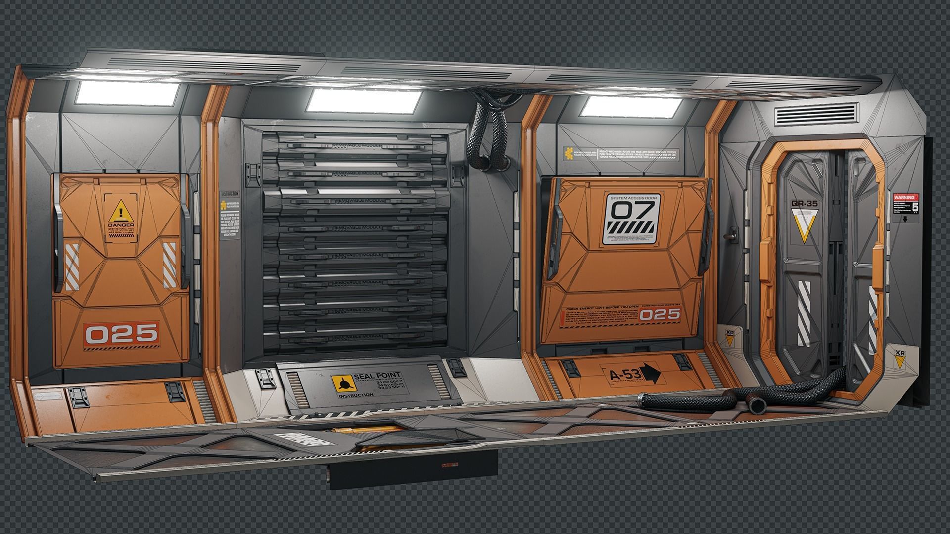 Sci-Fi Corridor Low-poly 3D model_10