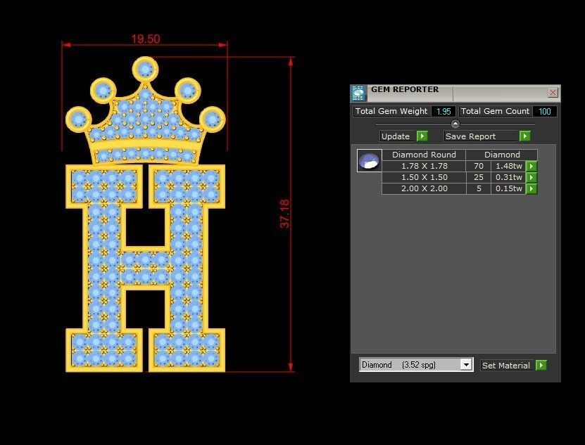 Alphabet Version 1 Letter H 3D print model_1
