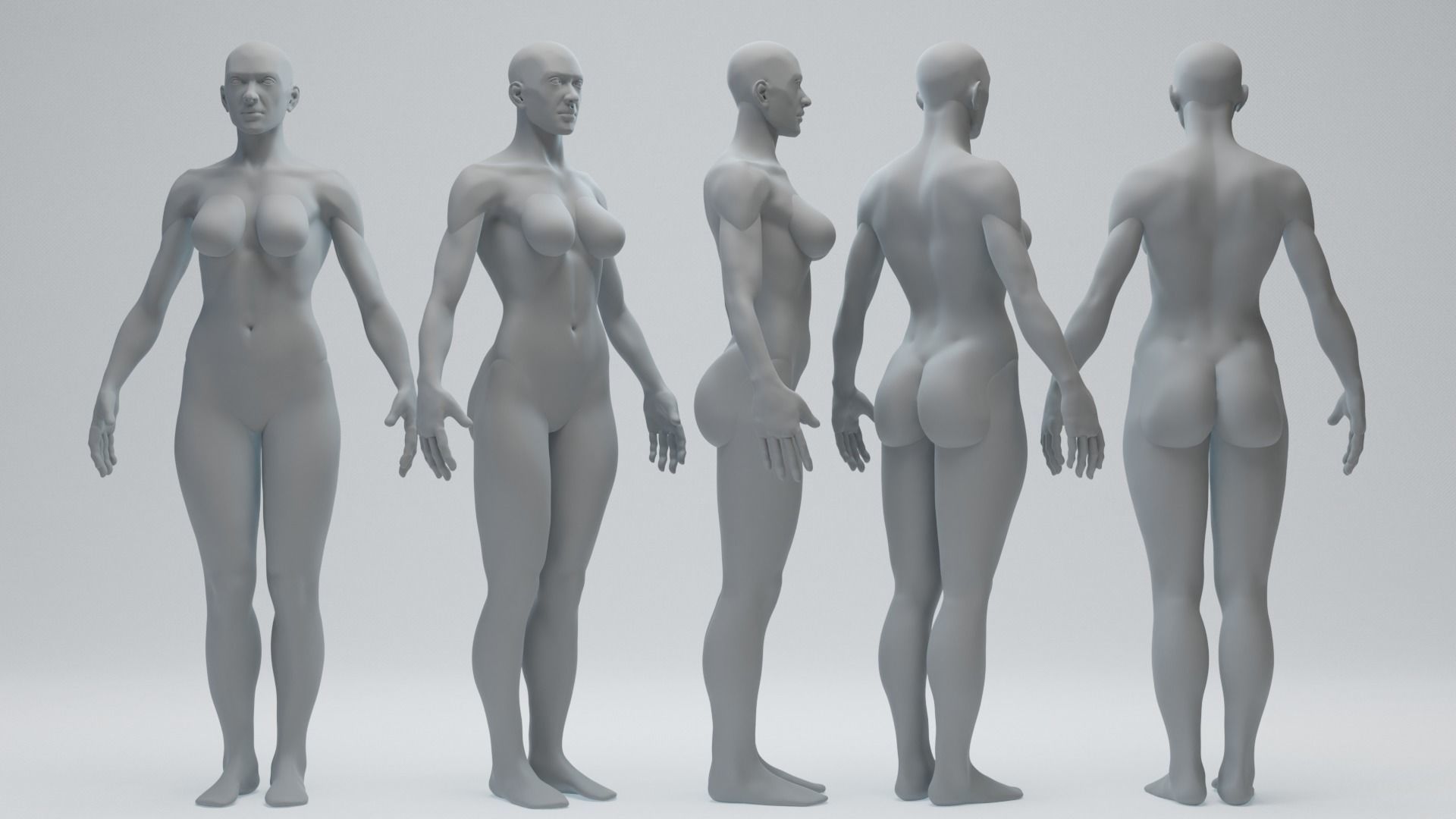 Female Blockout 3D model_2