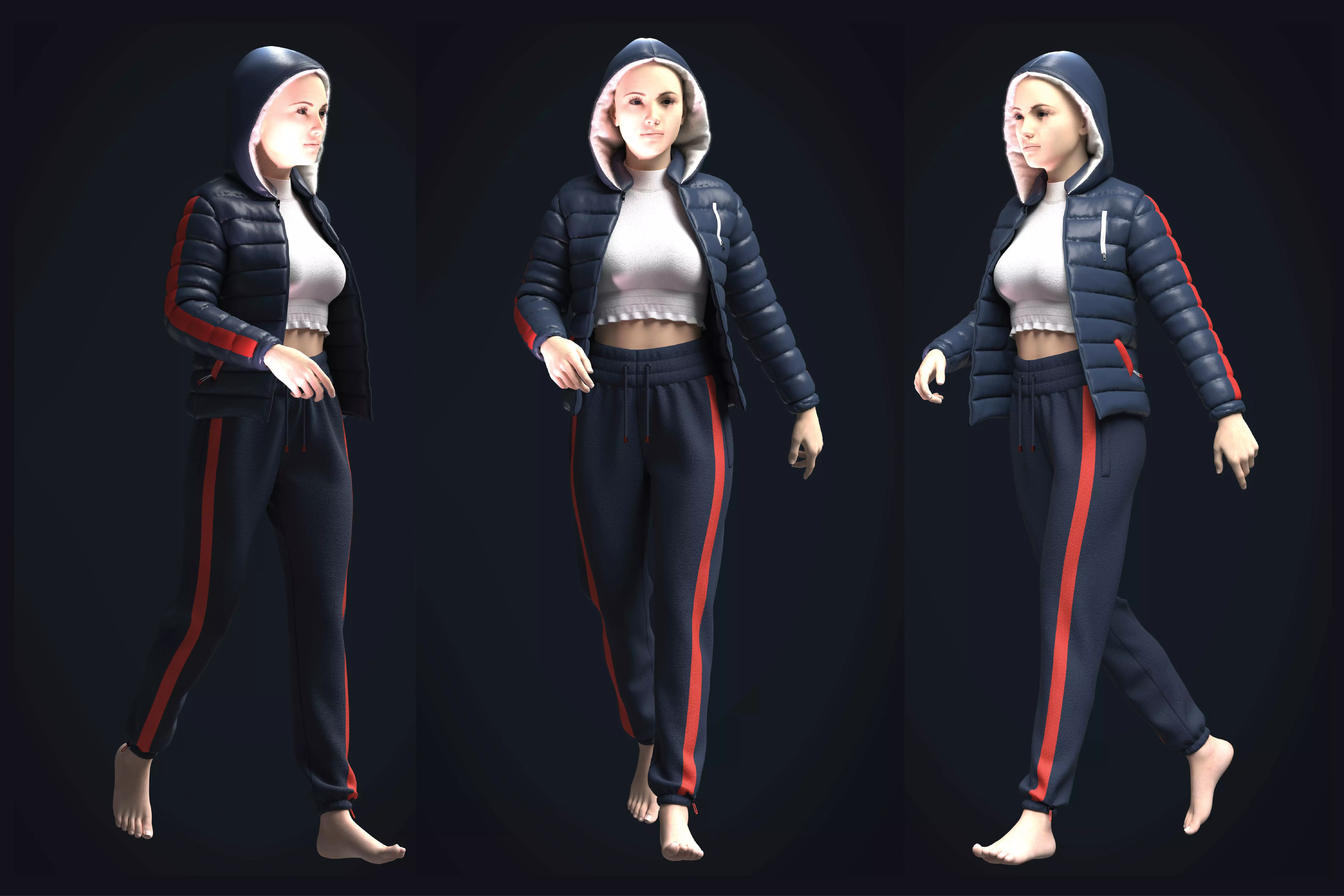 Girls Outfit-Puffer Jacket with Jogger 3D model