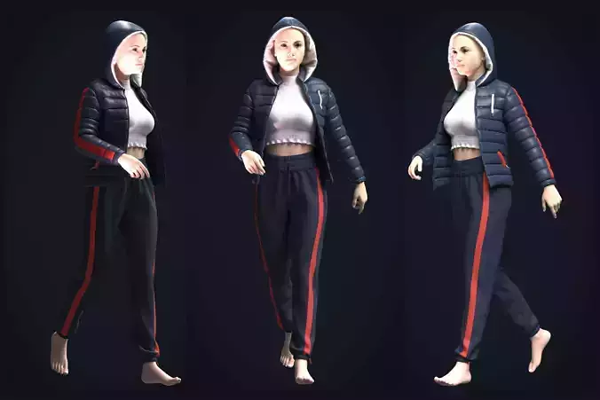 Girls Outfit-Puffer Jacket with Jogger 3D model