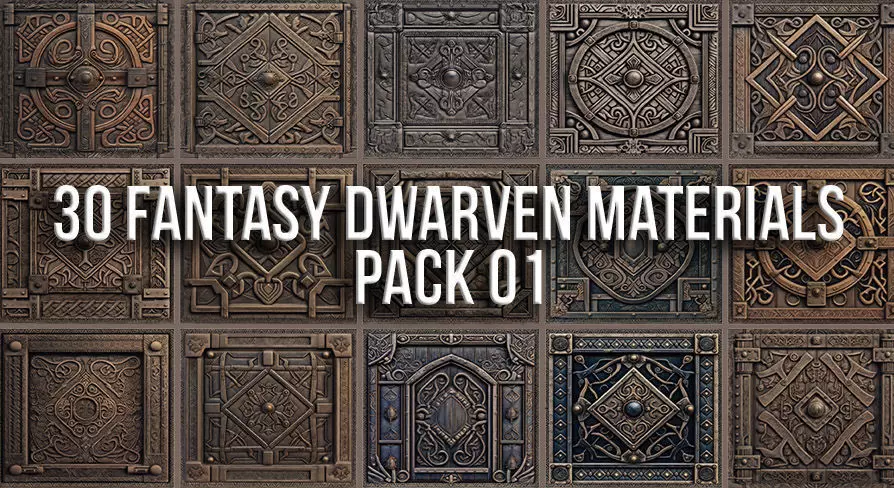 30 Medieval Fantasy Dwarven Elf Seamless PBR Textures Pack 01 Texture