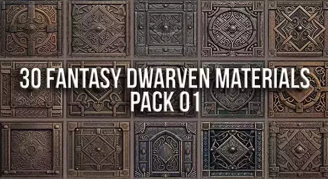 30 Medieval Fantasy Dwarven Elf Seamless PBR Textures Pack 01
