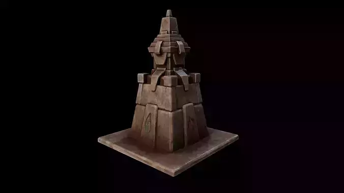 Stone tower - 4 elements Low-poly 3D model