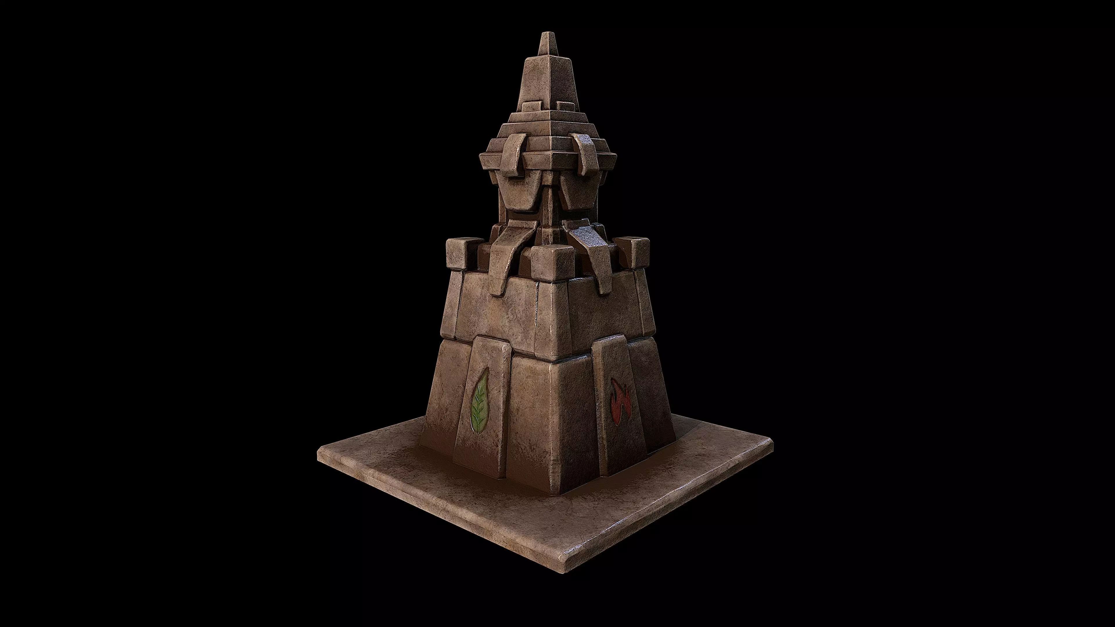 Stone tower - 4 elements Low-poly 3D model_0