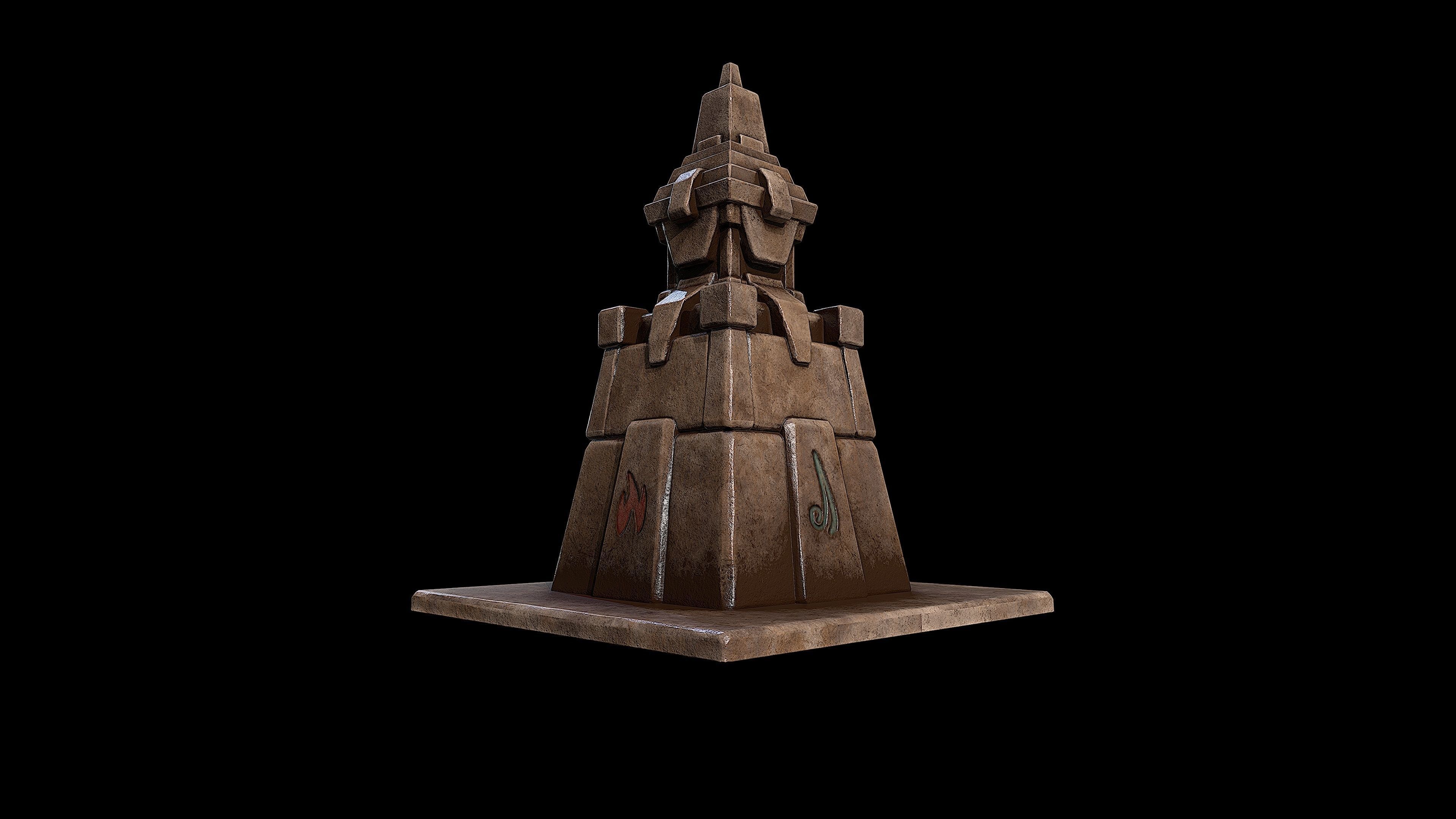 Stone tower - 4 elements Low-poly 3D model_4