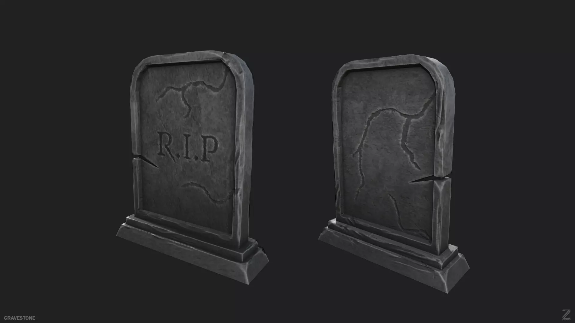 Gravestone Low-poly 3D model