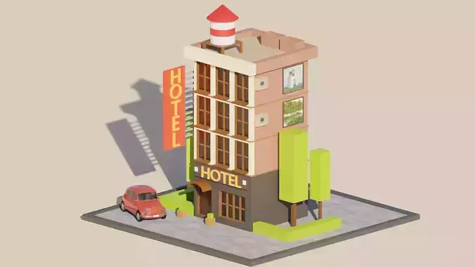 HOTEL Low-poly 3D model