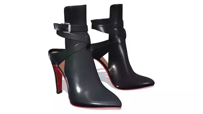 Pointy Toe Open Back Booties Low-poly 3D model