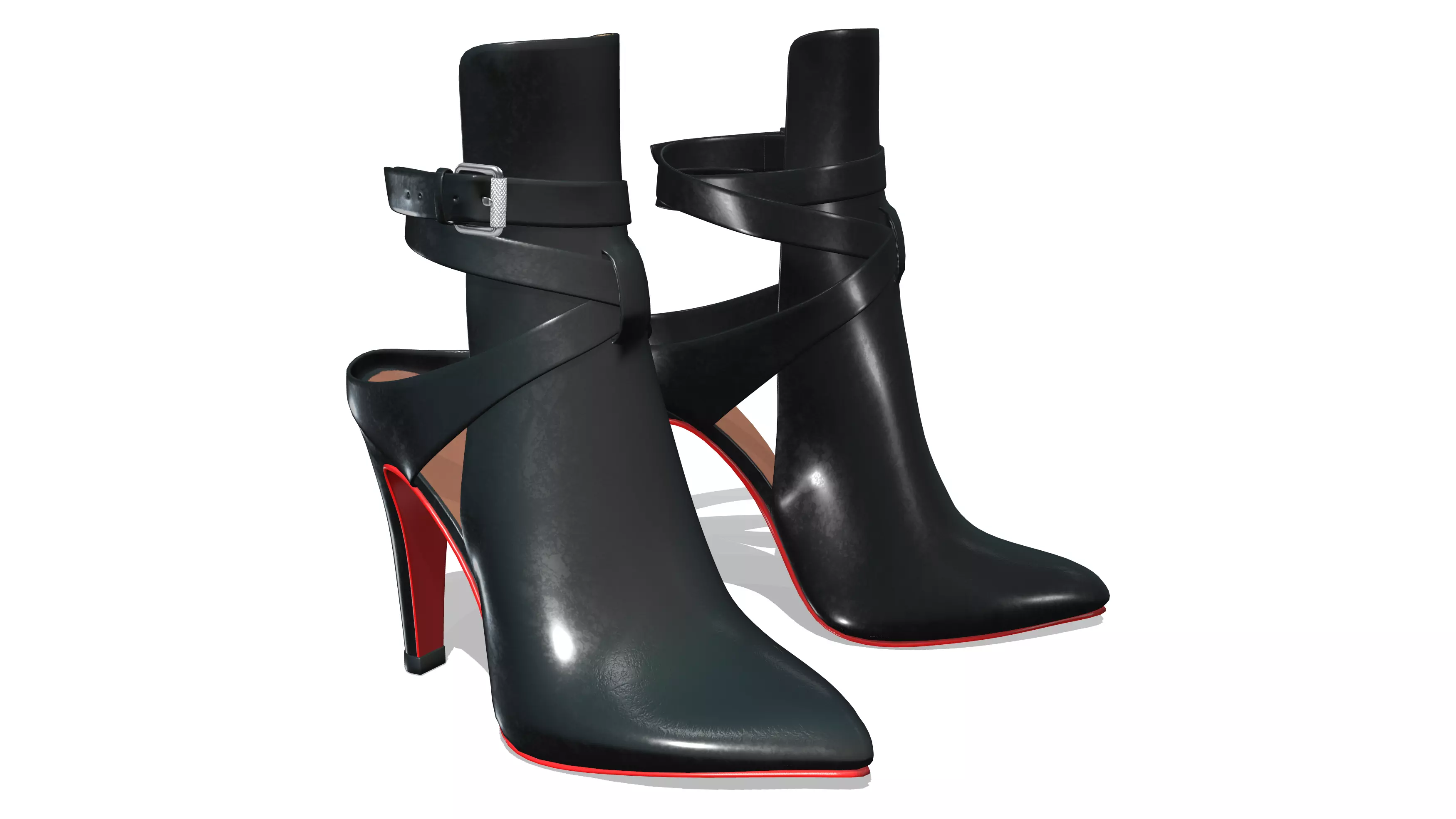 Pointy Toe Open Back Booties Low-poly 3D model