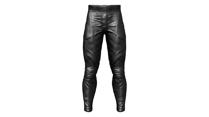 Male Black Leather Futuristic Dystopian Rider Pants