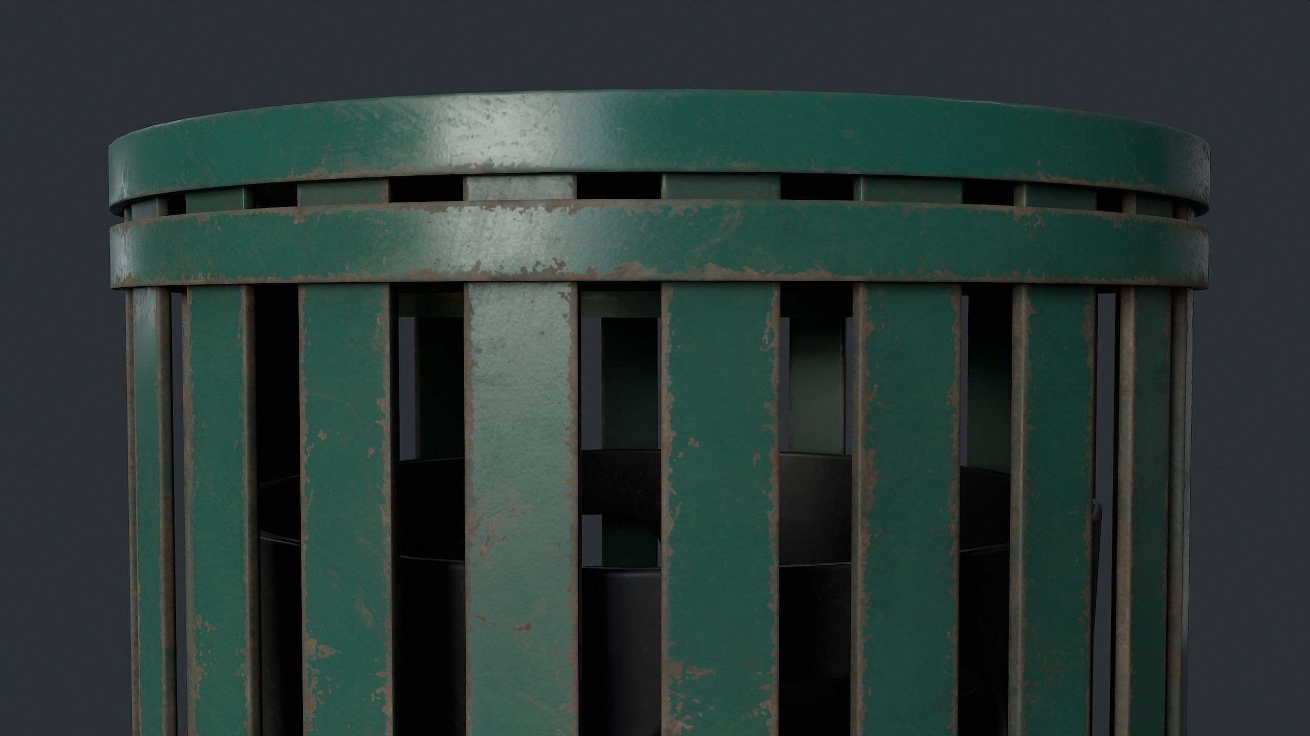 Street Trash Can 7 PBR Game Ready Low-poly 3D model_12