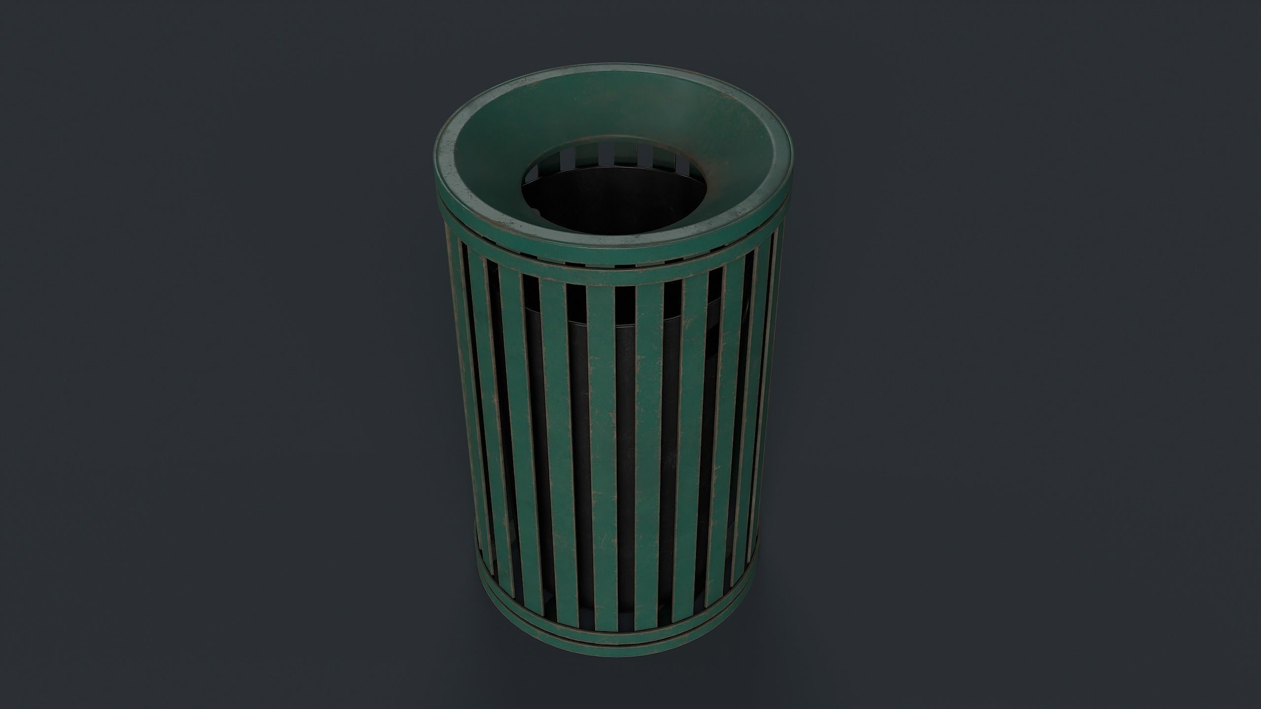 Street Trash Can 7 PBR Game Ready Low-poly 3D model_6