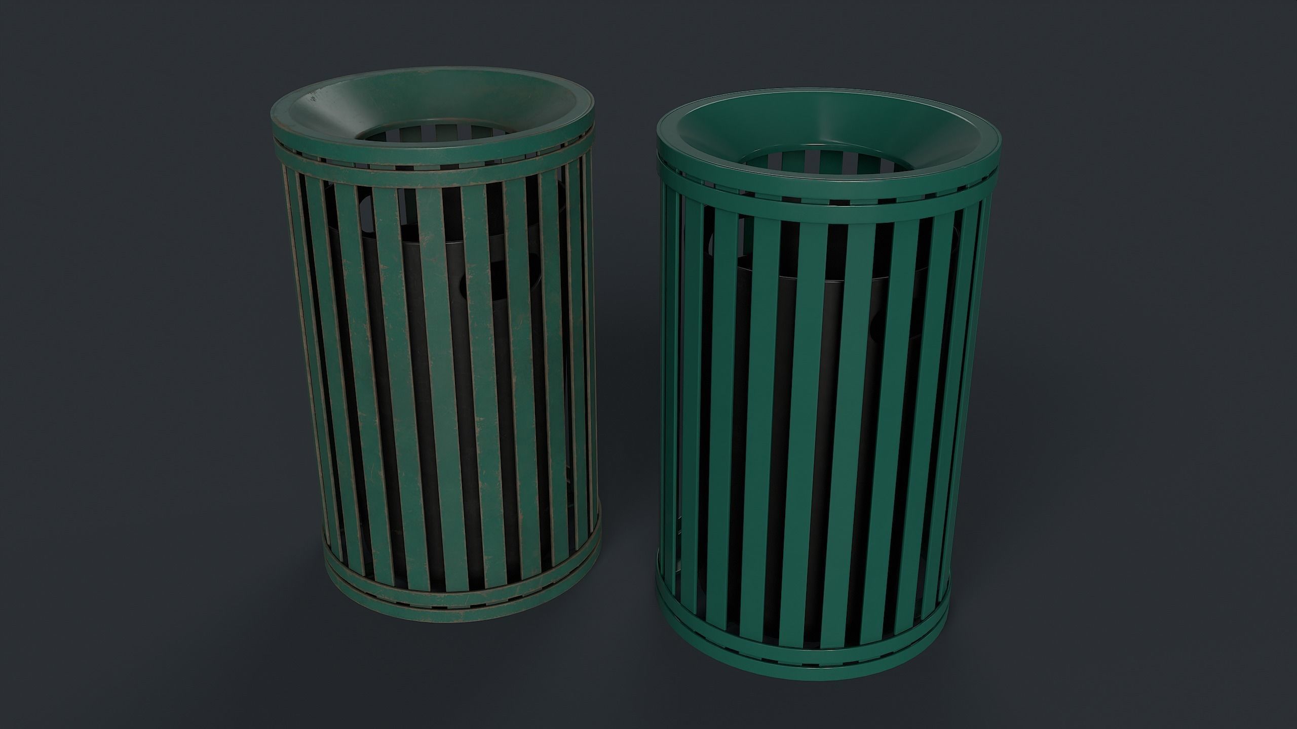 Street Trash Can 7 PBR Game Ready Low-poly 3D model_1