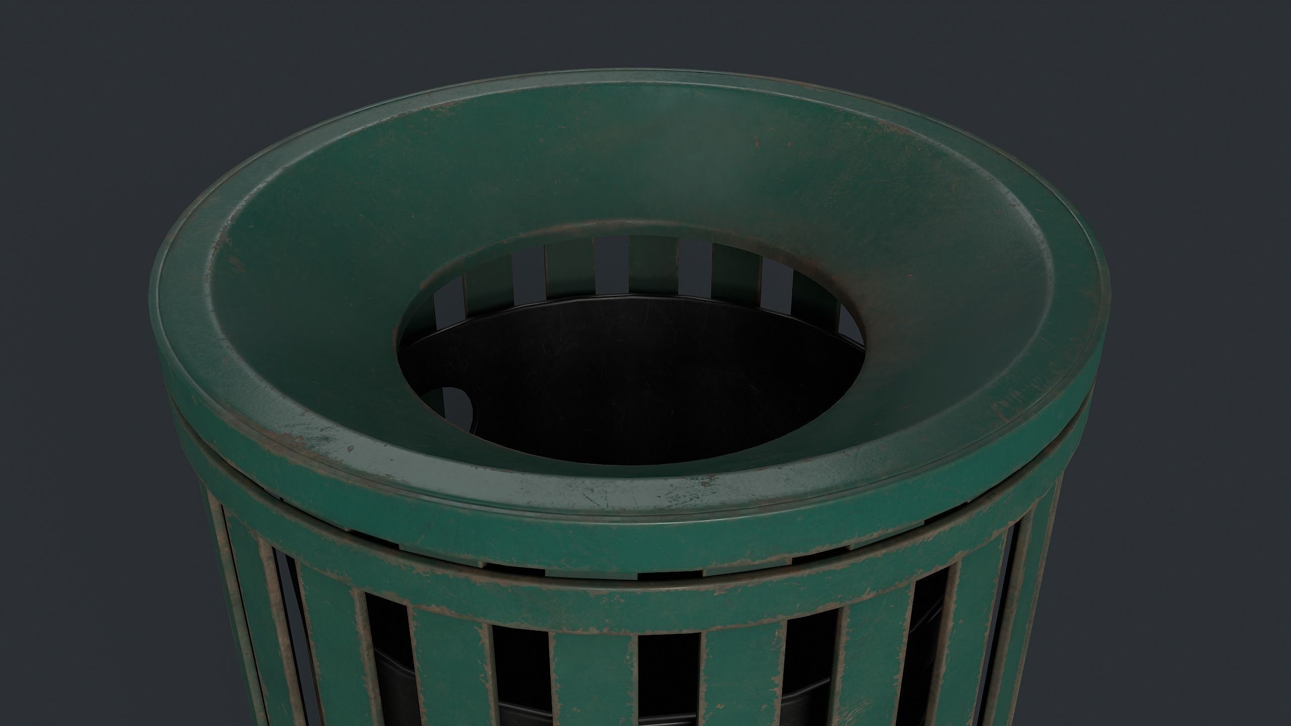 Street Trash Can 7 PBR Game Ready Low-poly 3D model_7
