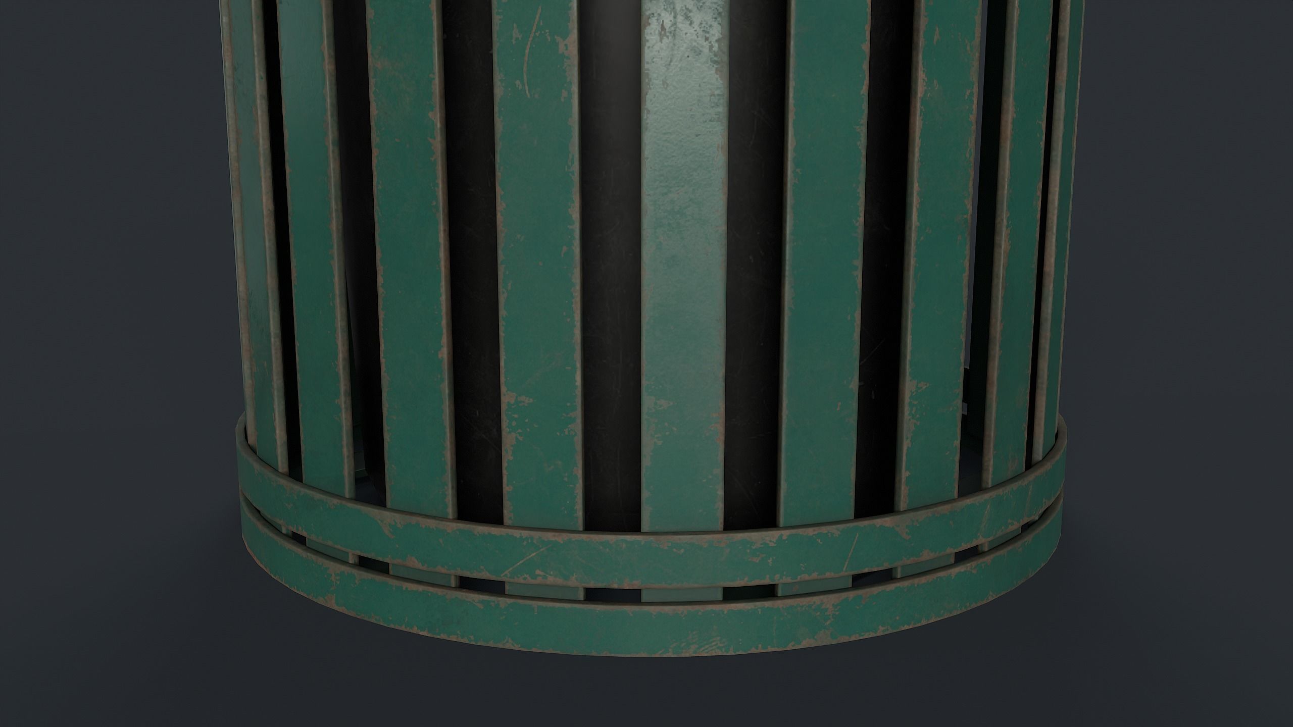 Street Trash Can 7 PBR Game Ready Low-poly 3D model_9