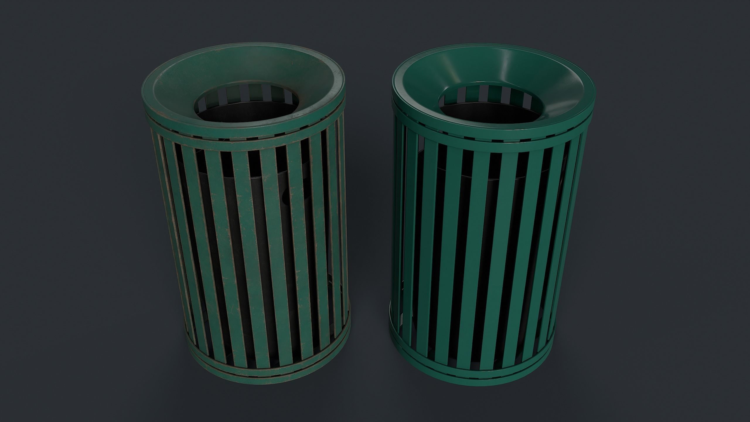 Street Trash Can 7 PBR Game Ready Low-poly 3D model_3