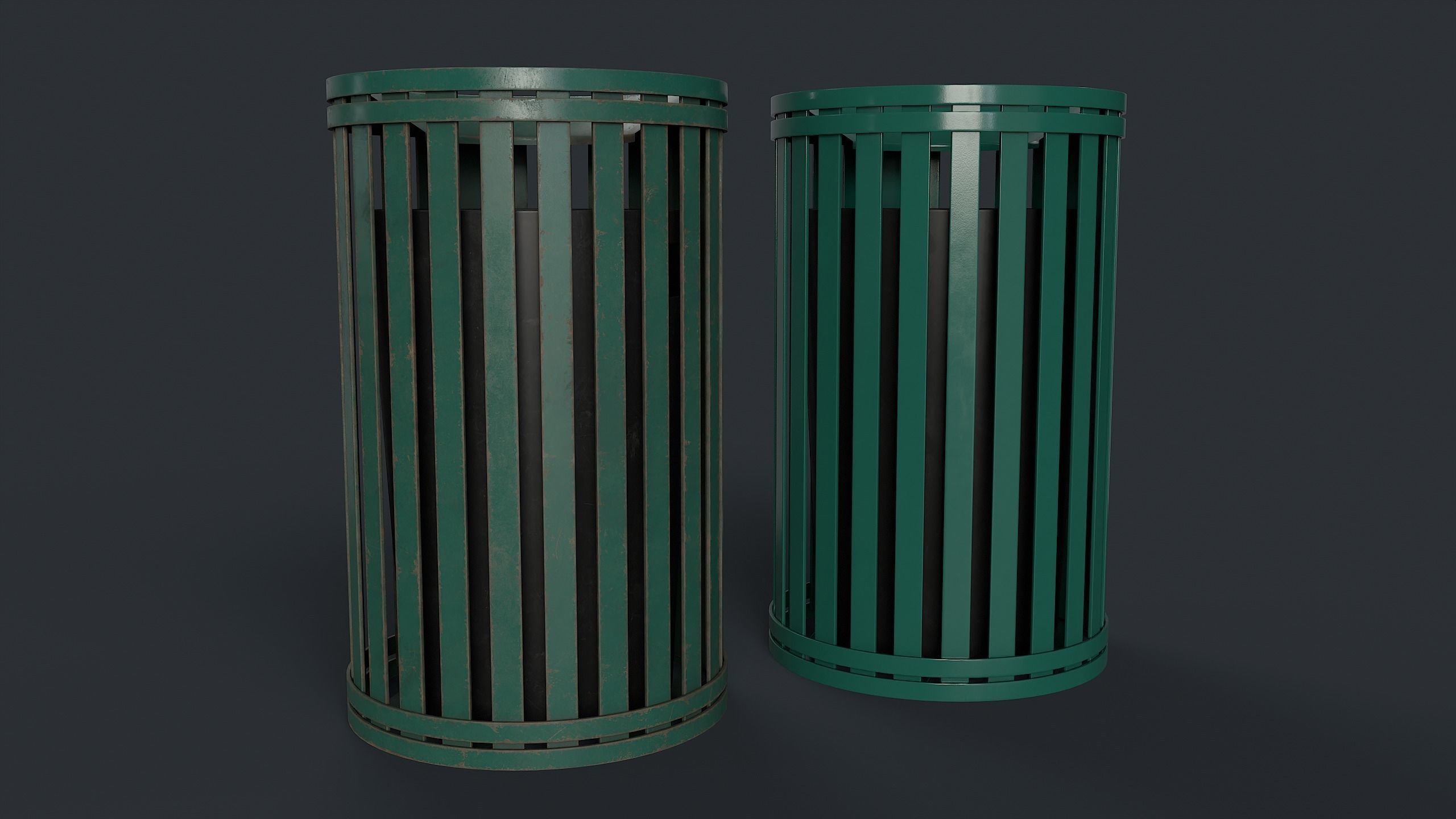 Street Trash Can 7 PBR Game Ready Low-poly 3D model_4