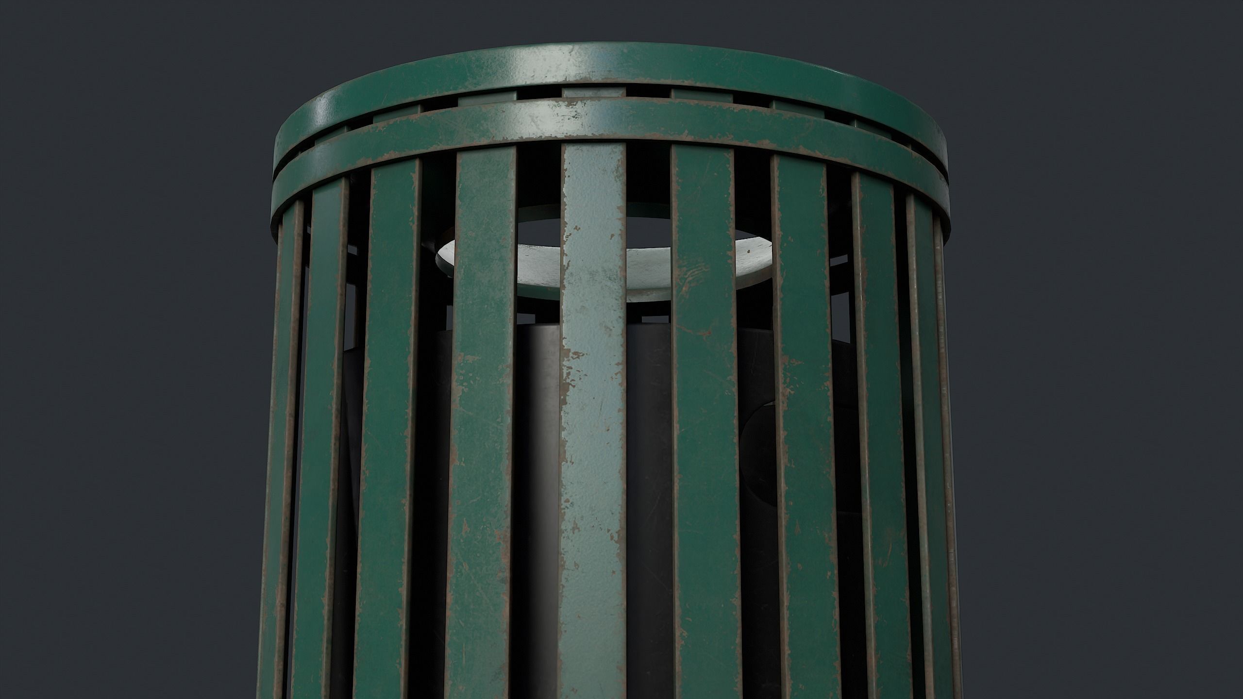 Street Trash Can 7 PBR Game Ready Low-poly 3D model_11