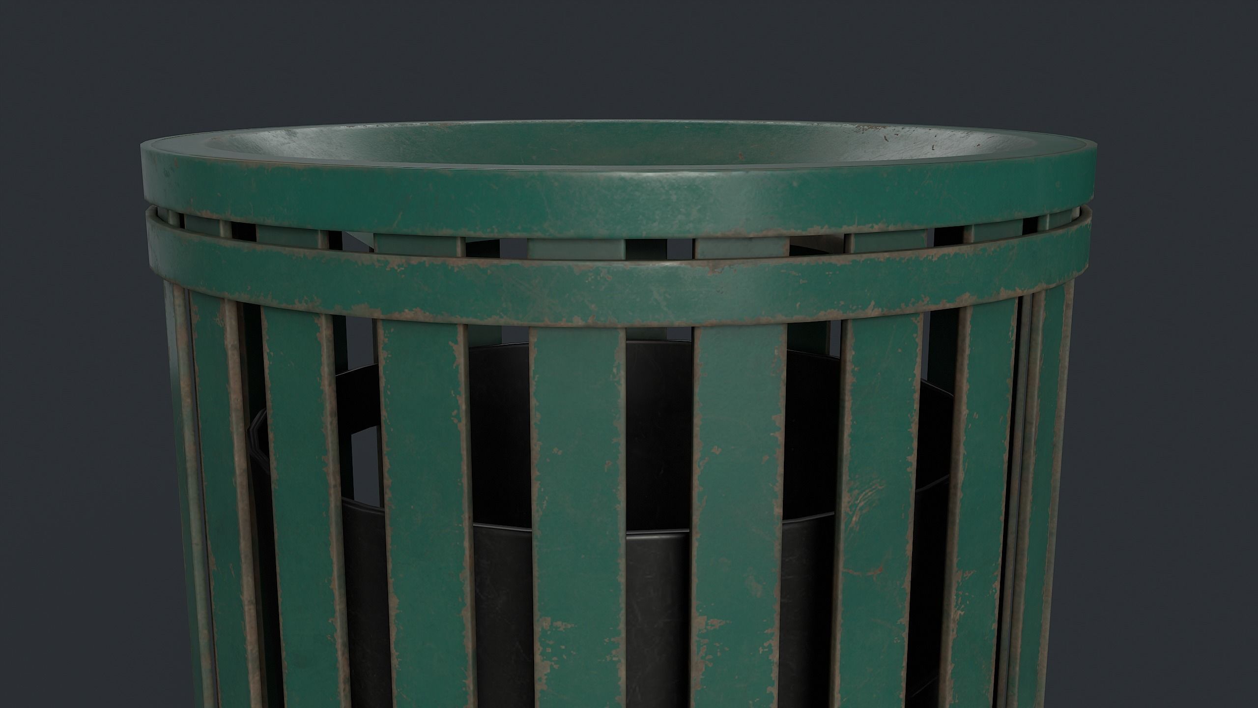 Street Trash Can 7 PBR Game Ready Low-poly 3D model_8