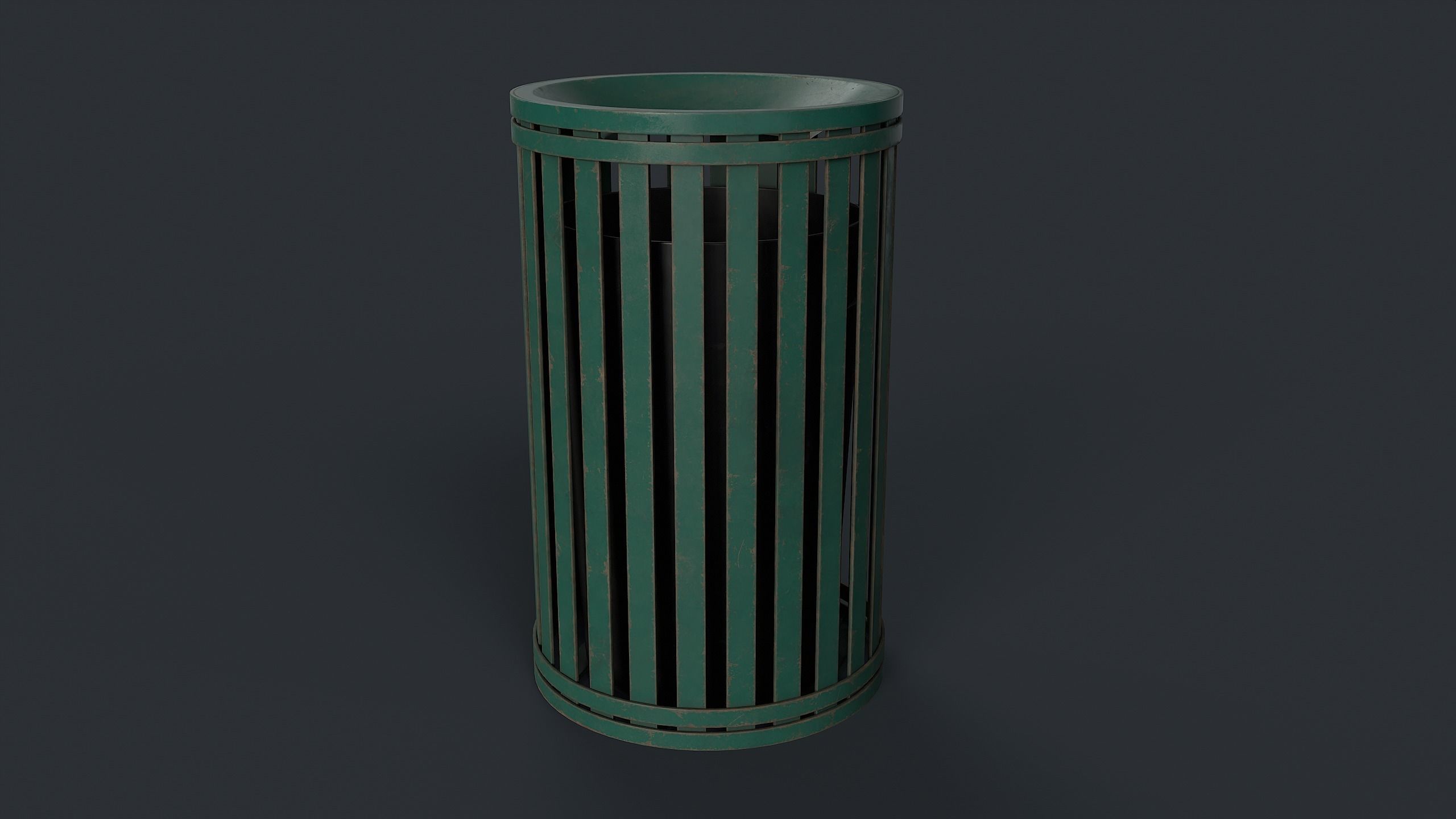 Street Trash Can 7 PBR Game Ready Low-poly 3D model_5