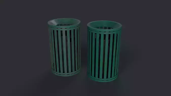 Street Trash Can 7 PBR Game Ready Low-poly 3D model
