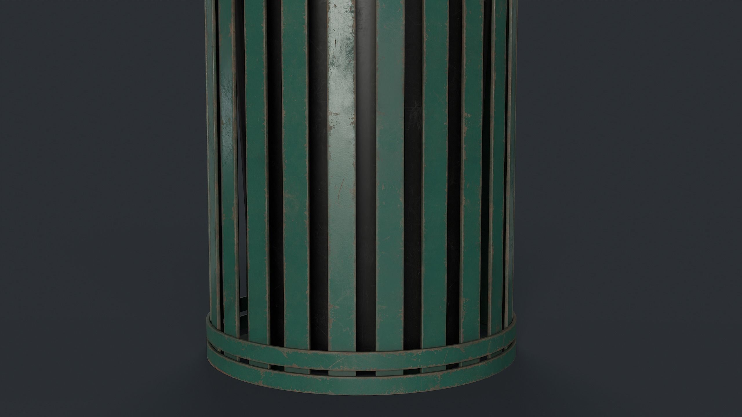 Street Trash Can 7 PBR Game Ready Low-poly 3D model_10