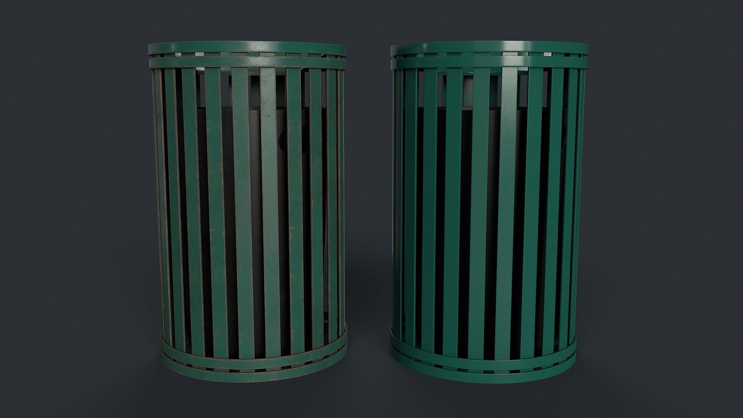 Street Trash Can 7 PBR Game Ready Low-poly 3D model_2