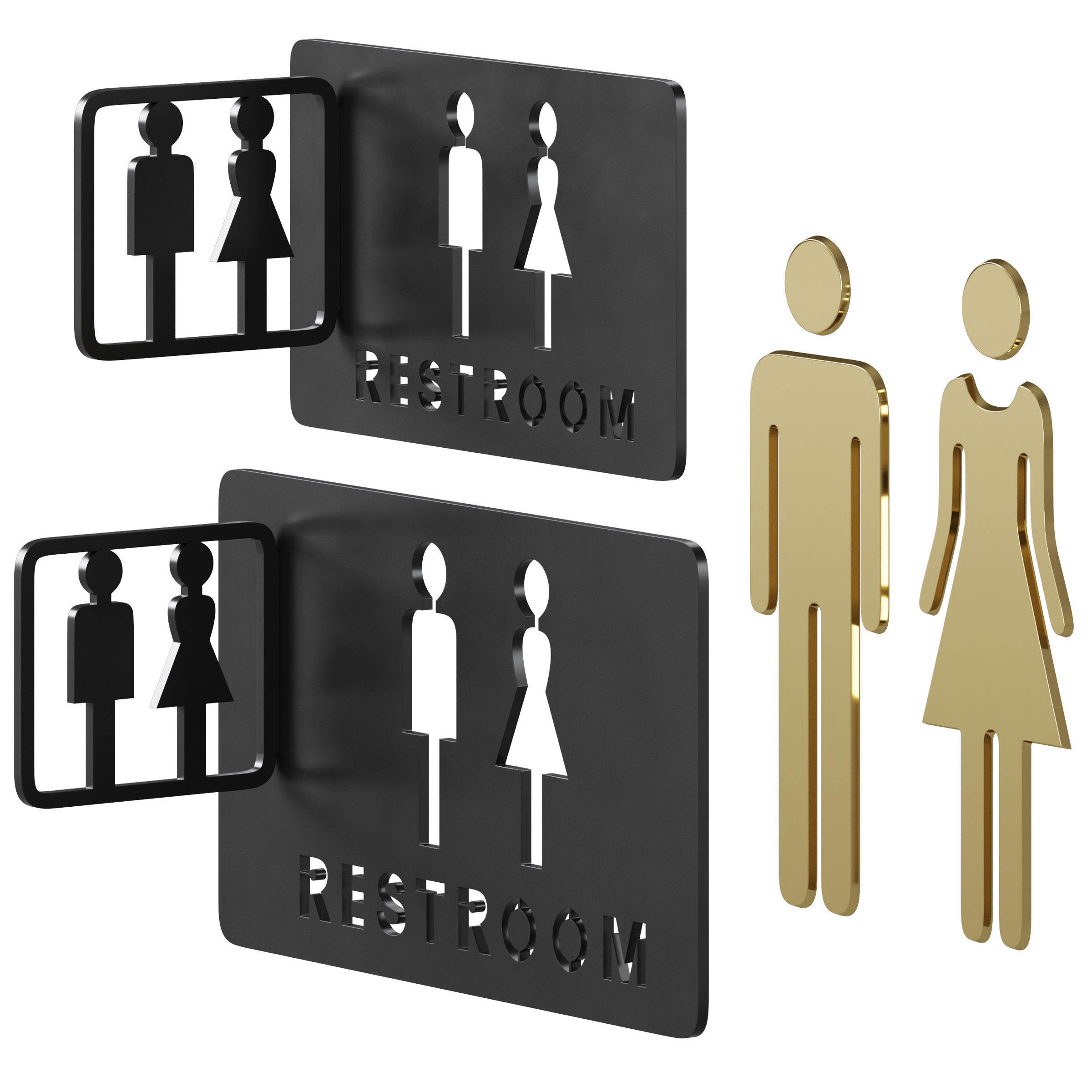 Restroom Directional Door Signs 2 3D model_1