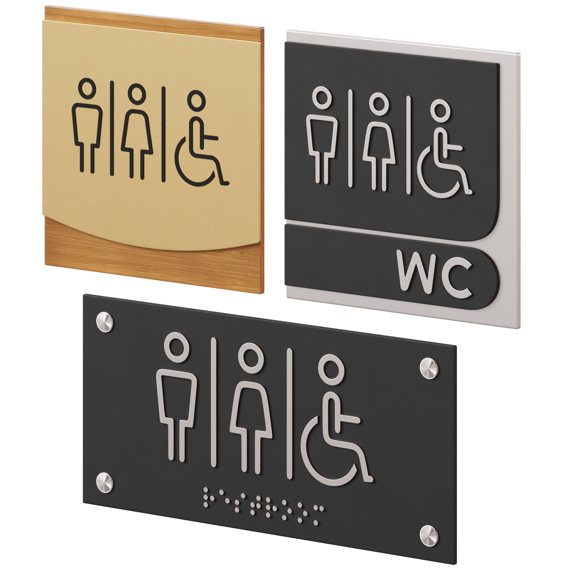 Restroom Directional Door Signs 2 3D model_2